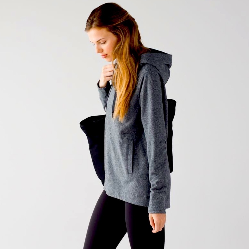 Lululemon Split Pullover Hoodie Sz 4 Dark Grey Navy Blue Sweatshirt